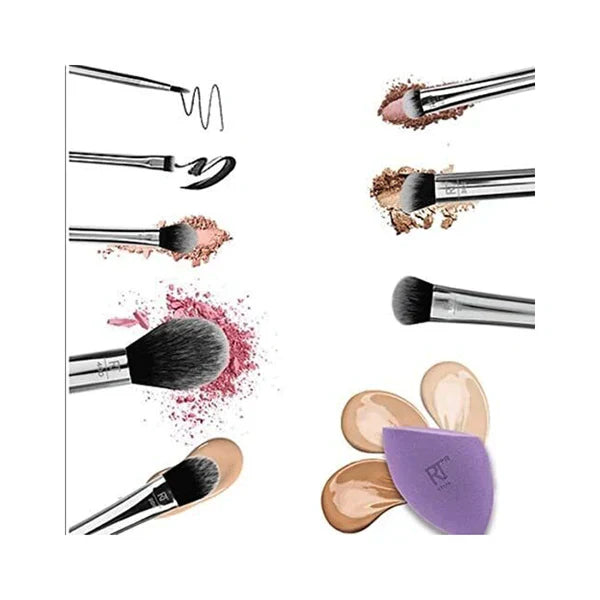 Real Techniques Disco Glam Limited Edition Silver Makeup Brush Set 9 PC