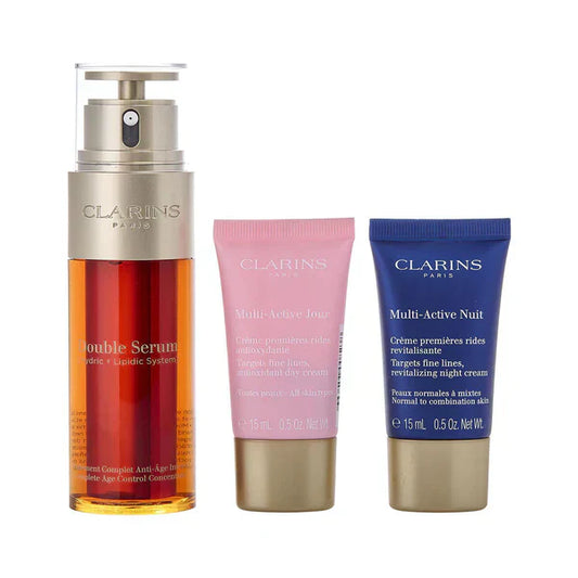 Clarins double serum 30ml + multi-active day cream + multi-active night cream